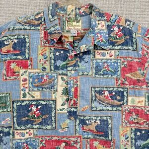 Vtg 2003 Reyn Spooner Mele Kalikimaka 3XL Popover Hawaiian Christmas Turtle Blue